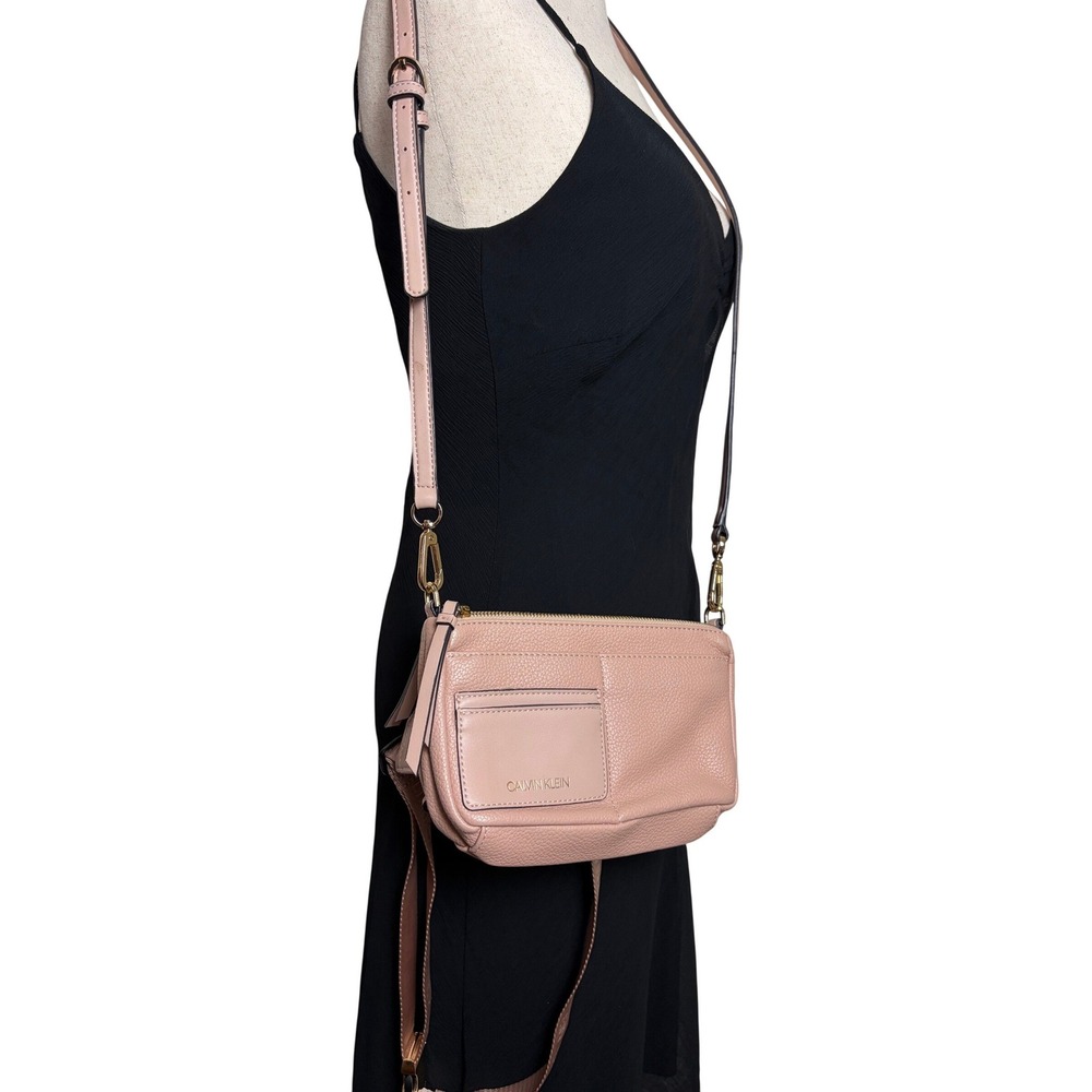 Calvin Klein Blush Pink Pebbled Convertible Crossbody Belt Bag Gold Hardware